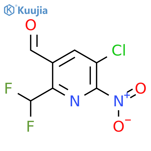 3-Chloro-6-(difluoromethyl)-2-nitropyridine-5-carboxaldehyde structure
