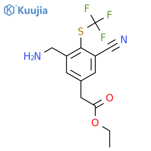 Ethyl 3-aminomethyl-5-cyano-4-(trifluoromethylthio)phenylacetate structure