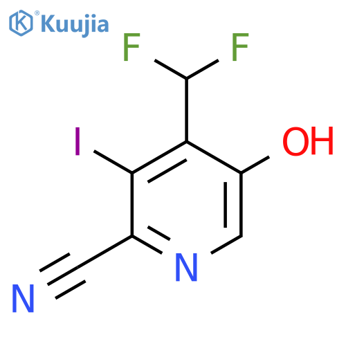 2-Cyano-4-(difluoromethyl)-5-hydroxy-3-iodopyridine structure