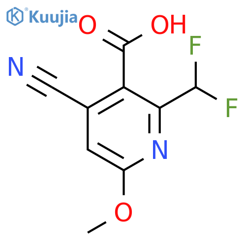 4-Cyano-2-(difluoromethyl)-6-methoxypyridine-3-carboxylic acid structure