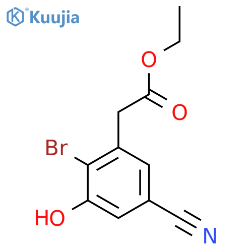 Ethyl 2-bromo-5-cyano-3-hydroxyphenylacetate structure