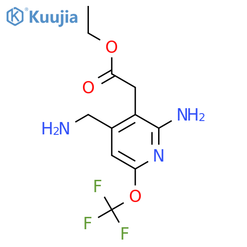Ethyl 2-amino-4-(aminomethyl)-6-(trifluoromethoxy)pyridine-3-acetate structure