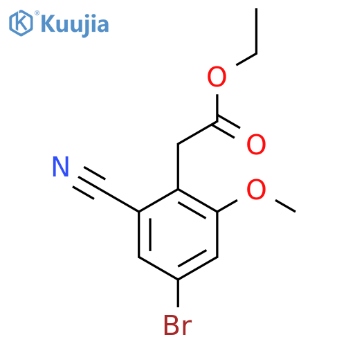 Ethyl 4-bromo-2-cyano-6-methoxyphenylacetate structure