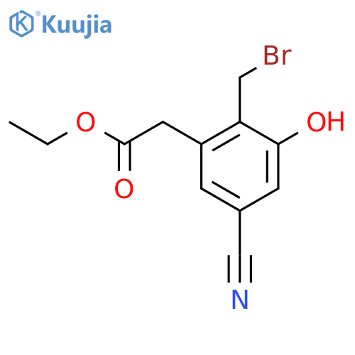 Ethyl 2-bromomethyl-5-cyano-3-hydroxyphenylacetate structure