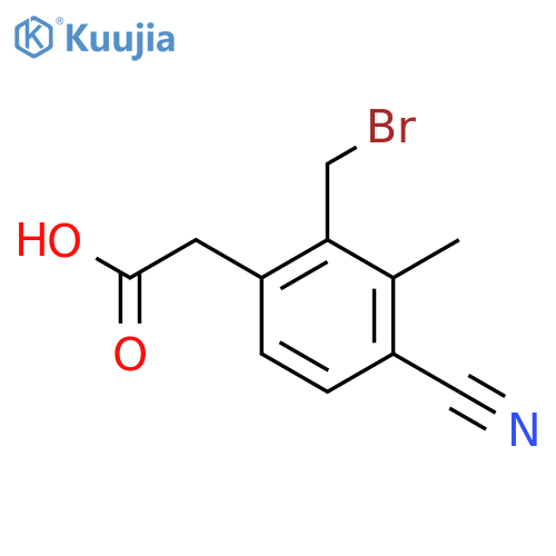 2-Bromomethyl-4-cyano-3-methylphenylacetic acid structure