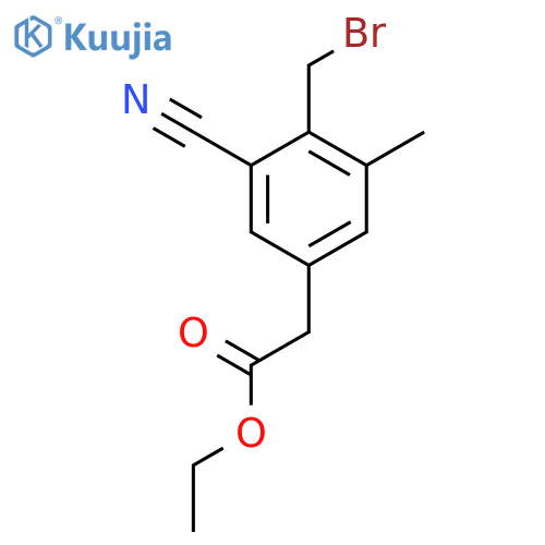 Ethyl 4-bromomethyl-3-cyano-5-methylphenylacetate structure