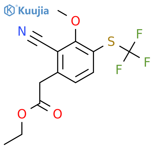 Ethyl 2-cyano-3-methoxy-4-(trifluoromethylthio)phenylacetate structure