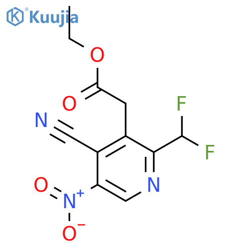 Ethyl 4-cyano-2-(difluoromethyl)-5-nitropyridine-3-acetate structure