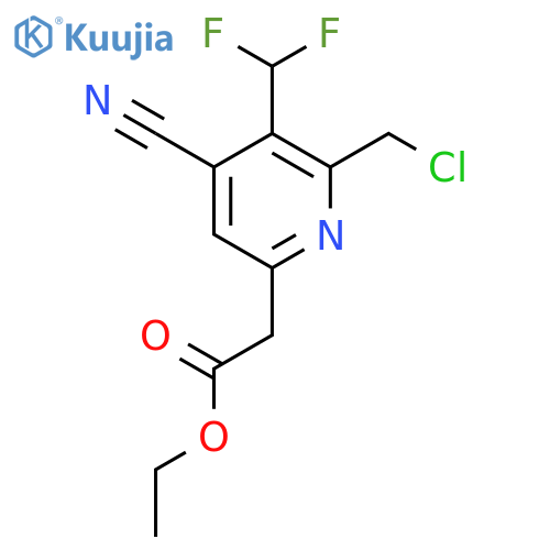 Ethyl 2-(chloromethyl)-4-cyano-3-(difluoromethyl)pyridine-6-acetate structure