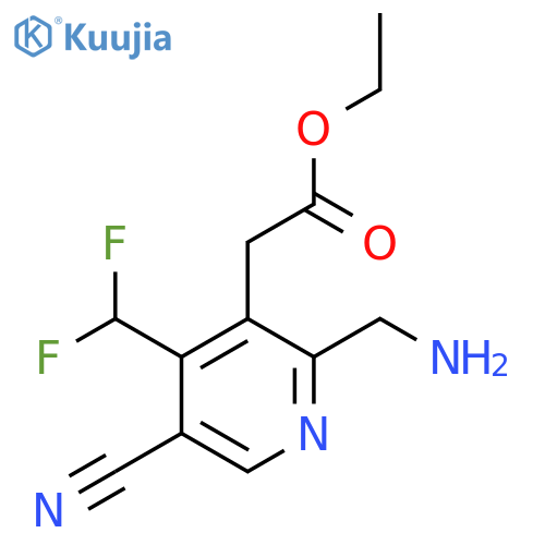 Ethyl 2-(aminomethyl)-5-cyano-4-(difluoromethyl)pyridine-3-acetate structure
