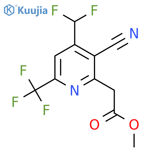Methyl 3-cyano-4-(difluoromethyl)-6-(trifluoromethyl)pyridine-2-acetate structure