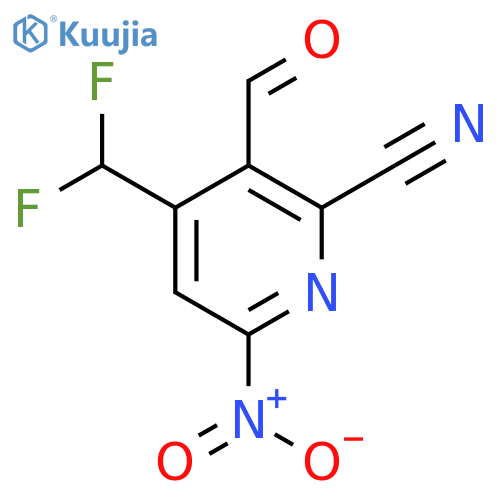 2-Cyano-4-(difluoromethyl)-6-nitropyridine-3-carboxaldehyde structure