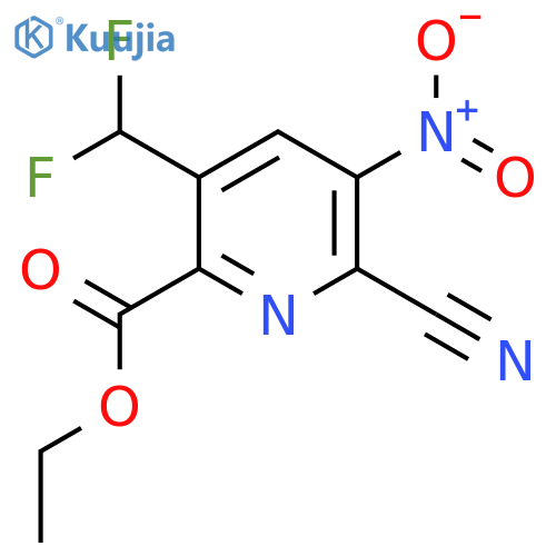 Ethyl 2-cyano-5-(difluoromethyl)-3-nitropyridine-6-carboxylate structure