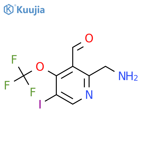 2-(Aminomethyl)-5-iodo-4-(trifluoromethoxy)pyridine-3-carboxaldehyde structure
