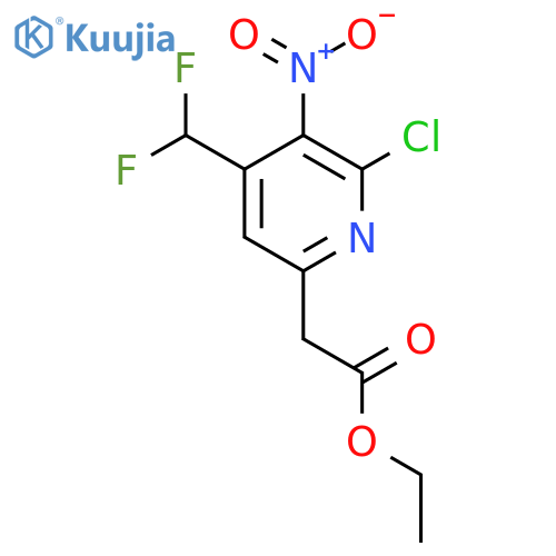 Ethyl 2-chloro-4-(difluoromethyl)-3-nitropyridine-6-acetate structure
