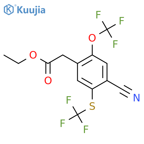 Ethyl 4-cyano-2-trifluoromethoxy-5-(trifluoromethylthio)phenylacetate structure