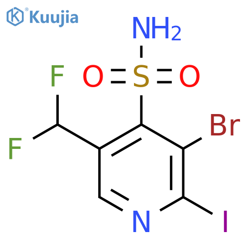 3-Bromo-5-(difluoromethyl)-2-iodopyridine-4-sulfonamide structure