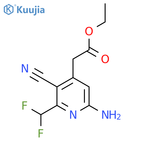 Ethyl 6-amino-3-cyano-2-(difluoromethyl)pyridine-4-acetate structure