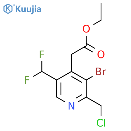 Ethyl 3-bromo-2-(chloromethyl)-5-(difluoromethyl)pyridine-4-acetate structure