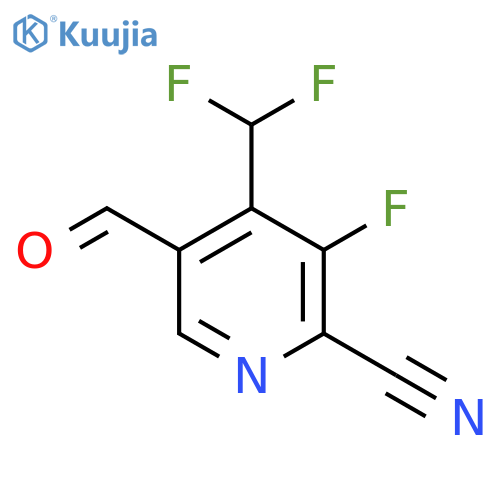 2-Cyano-4-(difluoromethyl)-3-fluoropyridine-5-carboxaldehyde structure