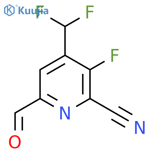 2-Cyano-4-(difluoromethyl)-3-fluoropyridine-6-carboxaldehyde structure