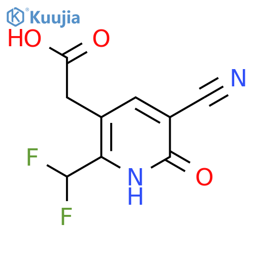 3-Cyano-6-(difluoromethyl)-2-hydroxypyridine-5-acetic acid structure