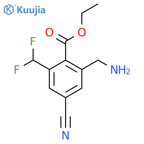 Ethyl 2-aminomethyl-4-cyano-6-(difluoromethyl)benzoate structure
