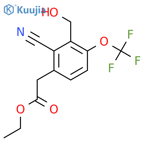 Ethyl 2-cyano-3-hydroxymethyl-4-(trifluoromethoxy)phenylacetate structure