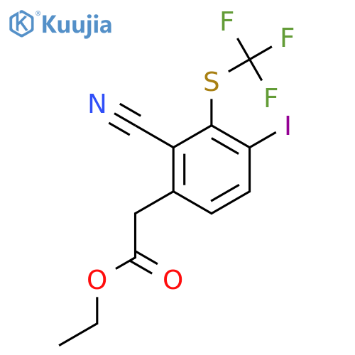 Ethyl 2-cyano-4-iodo-3-(trifluoromethylthio)phenylacetate structure
