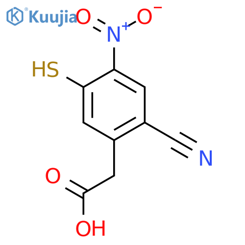 2-Cyano-5-mercapto-4-nitrophenylacetic acid structure
