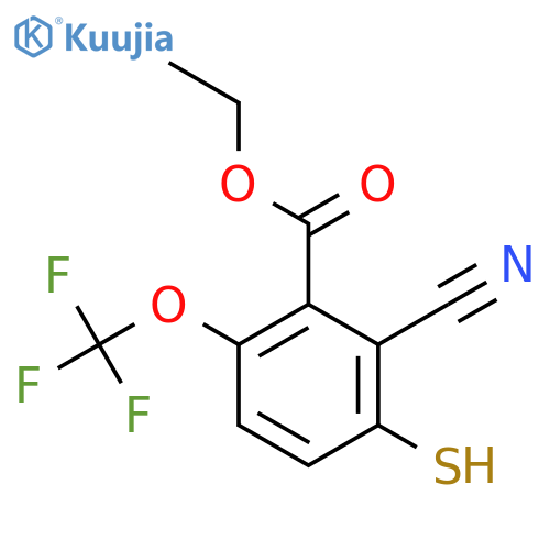Ethyl 2-cyano-3-mercapto-6-(trifluoromethoxy)benzoate structure
