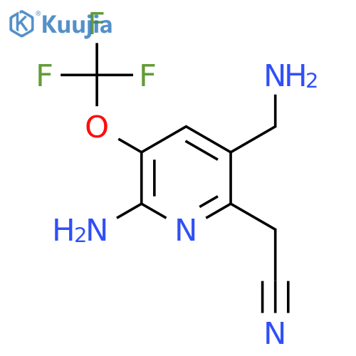 2-Amino-5-(aminomethyl)-3-(trifluoromethoxy)pyridine-6-acetonitrile structure