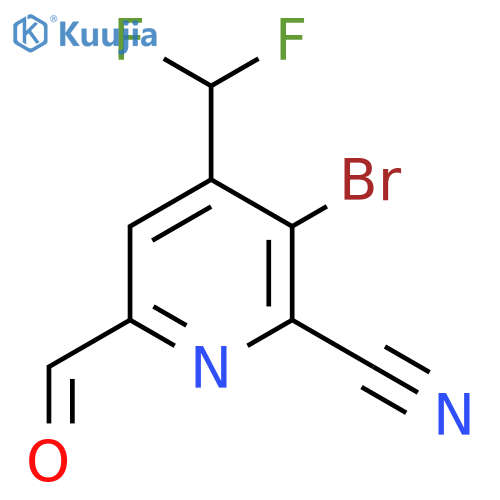3-Bromo-2-cyano-4-(difluoromethyl)pyridine-6-carboxaldehyde structure