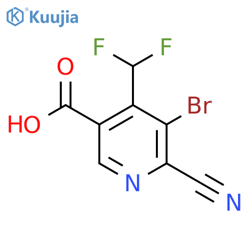 3-Bromo-2-cyano-4-(difluoromethyl)pyridine-5-carboxylic acid structure