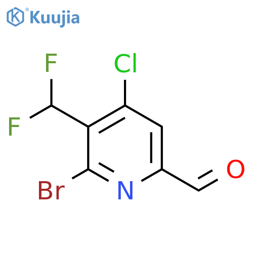 2-Bromo-4-chloro-3-(difluoromethyl)pyridine-6-carboxaldehyde structure