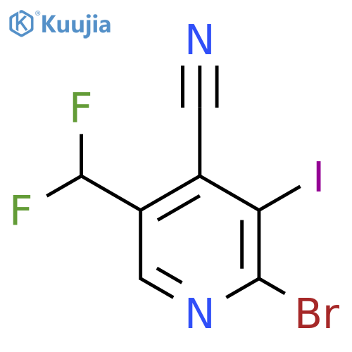2-Bromo-4-cyano-5-(difluoromethyl)-3-iodopyridine structure