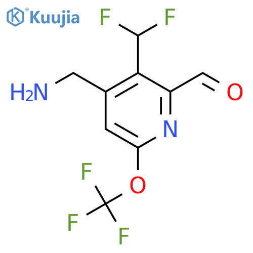 4-(Aminomethyl)-3-(difluoromethyl)-6-(trifluoromethoxy)pyridine-2-carboxaldehyde structure