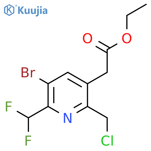 Ethyl 3-bromo-6-(chloromethyl)-2-(difluoromethyl)pyridine-5-acetate structure