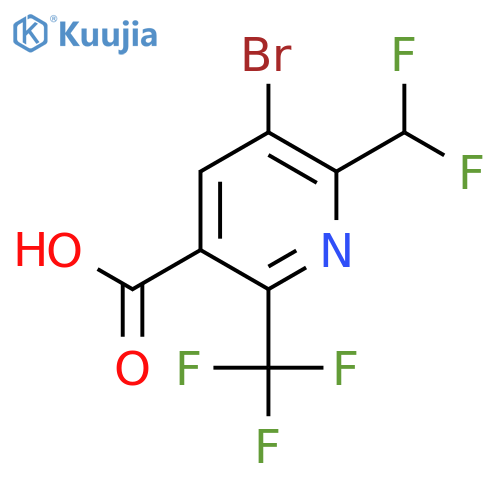 3-Bromo-2-(difluoromethyl)-6-(trifluoromethyl)pyridine-5-carboxylic acid structure