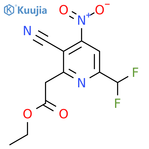 Ethyl 3-cyano-6-(difluoromethyl)-4-nitropyridine-2-acetate structure