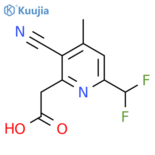 3-Cyano-6-(difluoromethyl)-4-methylpyridine-2-acetic acid structure