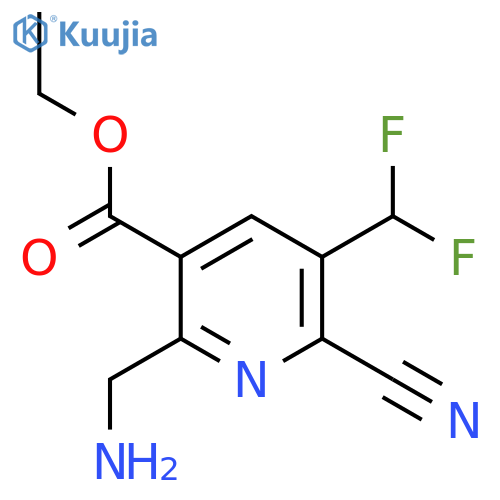 Ethyl 2-(aminomethyl)-6-cyano-5-(difluoromethyl)pyridine-3-carboxylate structure