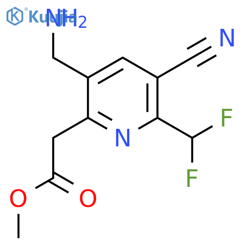 Methyl 3-(aminomethyl)-5-cyano-6-(difluoromethyl)pyridine-2-acetate structure