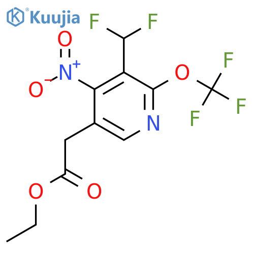 Ethyl 3-(difluoromethyl)-4-nitro-2-(trifluoromethoxy)pyridine-5-acetate structure