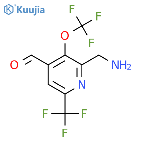2-(Aminomethyl)-3-(trifluoromethoxy)-6-(trifluoromethyl)pyridine-4-carboxaldehyde structure