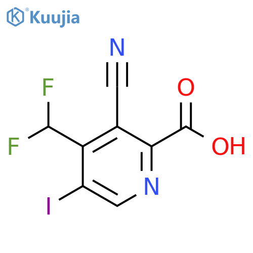 3-Cyano-4-(difluoromethyl)-5-iodopyridine-2-carboxylic acid structure