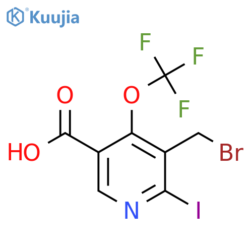3-(Bromomethyl)-2-iodo-4-(trifluoromethoxy)pyridine-5-carboxylic acid structure