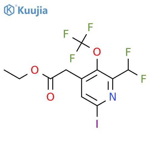 Ethyl 2-(difluoromethyl)-6-iodo-3-(trifluoromethoxy)pyridine-4-acetate structure