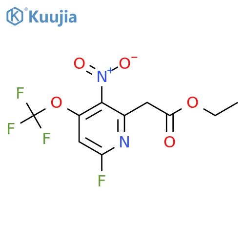 Ethyl 6-fluoro-3-nitro-4-(trifluoromethoxy)pyridine-2-acetate structure