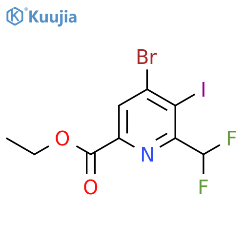 Ethyl 4-bromo-2-(difluoromethyl)-3-iodopyridine-6-carboxylate structure
